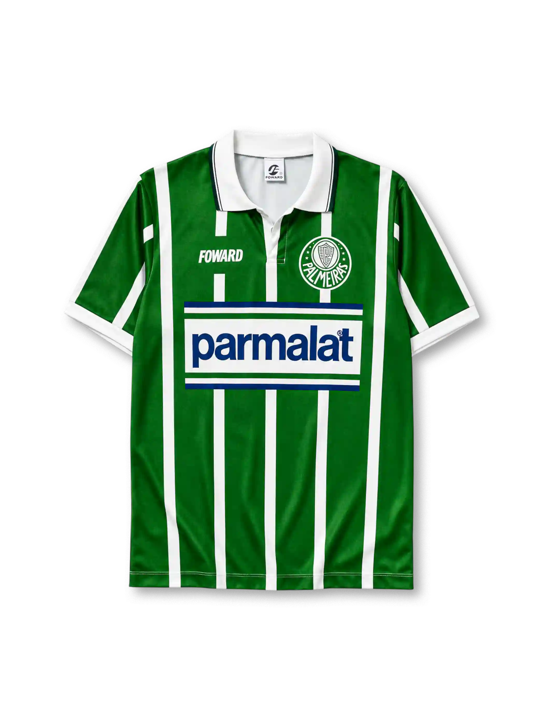 Palmeiras 1992 home jersey with green and white vertical stripes and Parmalat sponsor branding