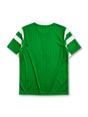 Cameroon 1990 World Cup home jersey in green with white shoulder stripes and Indomitable Lions crest