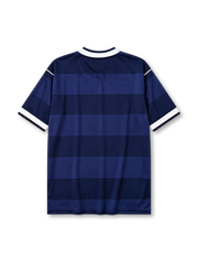 Scotland 1986 World Cup home jersey in navy hoops with SFA crest and Mexico '86 detailing