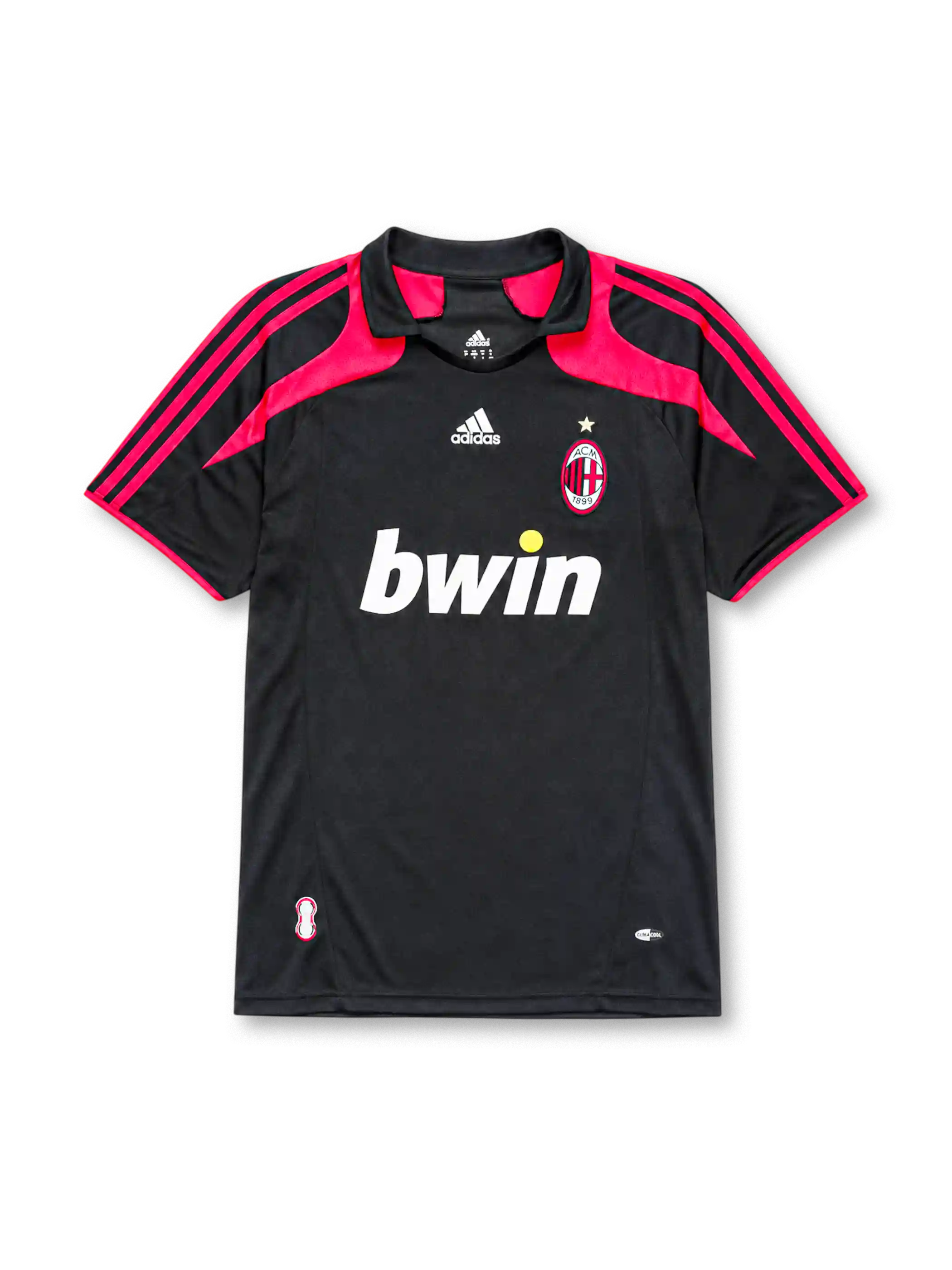 AC Milan 2007/08 third jersey in black with pink trim and bwin sponsor branding