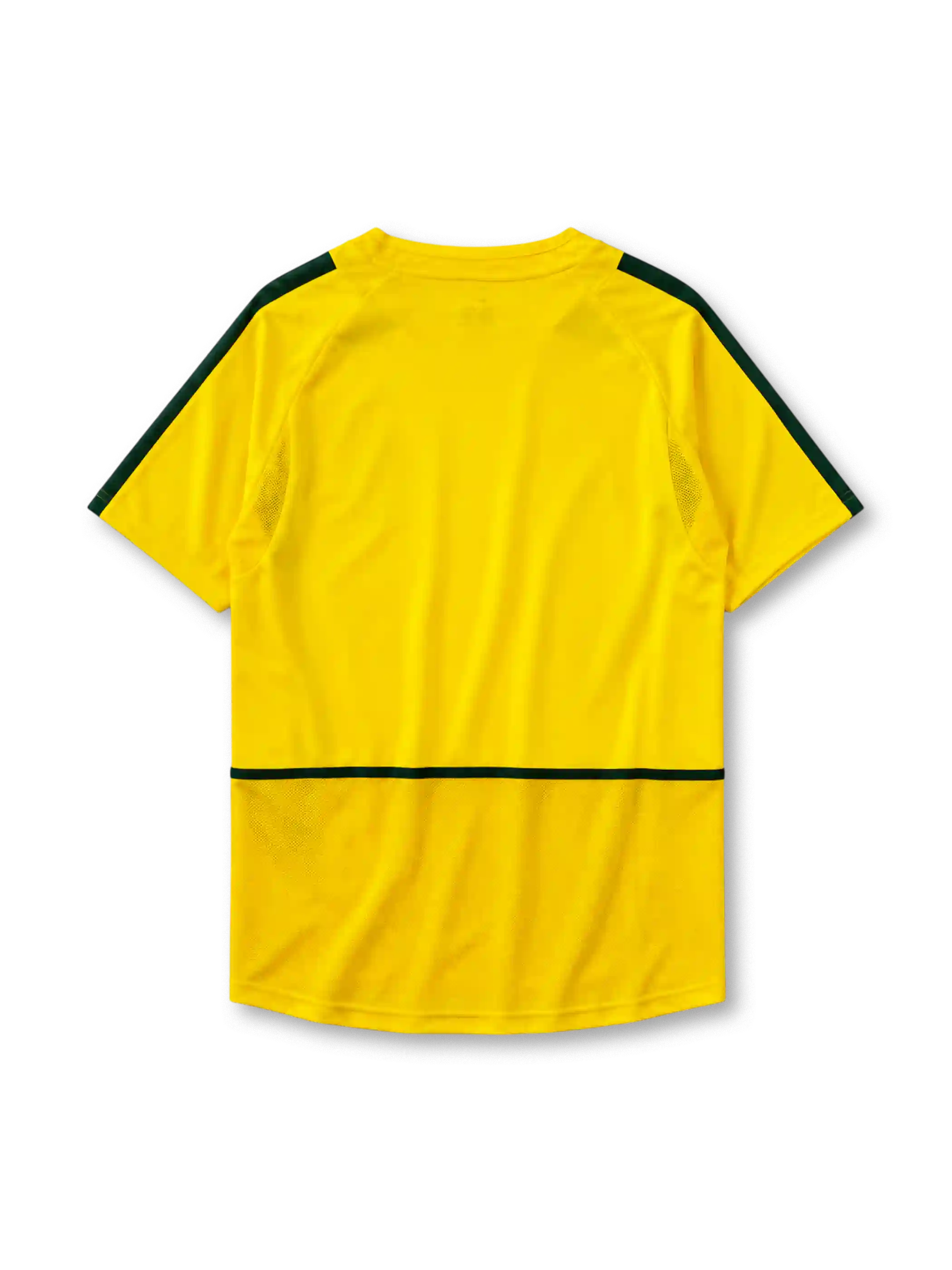Brazil 2002 training jersey in yellow with diagonal green panel detailing and CBF crest