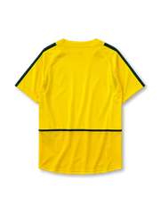 Brazil 2002 training jersey in yellow with diagonal green panel detailing and CBF crest