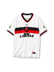 Flamengo 2001 away jersey in white with black and red chest band and Lubrax sponsor branding
