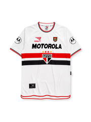 Sao Paulo FC 2000 home jersey in white with red and black chest band and Motorola sponsor branding