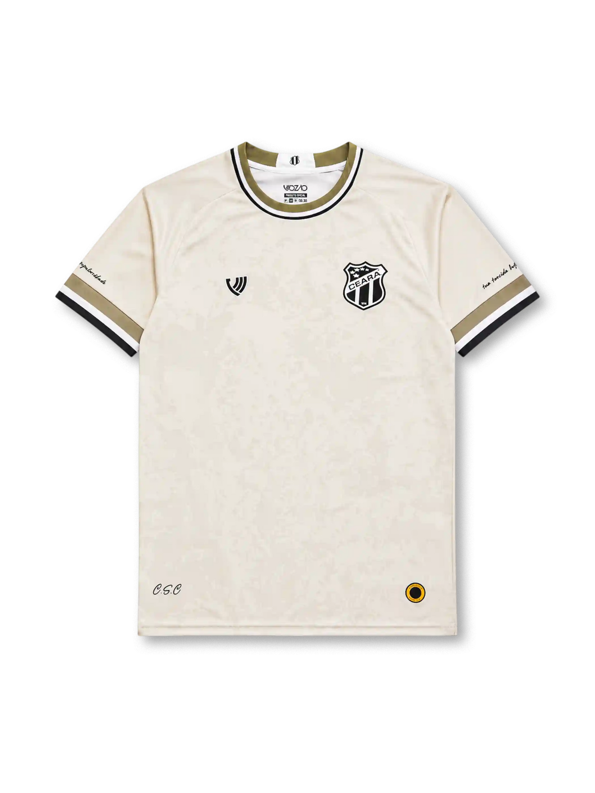 Ceara SC 2022/23 third jersey in textured cream with olive and black trim and club shield crest