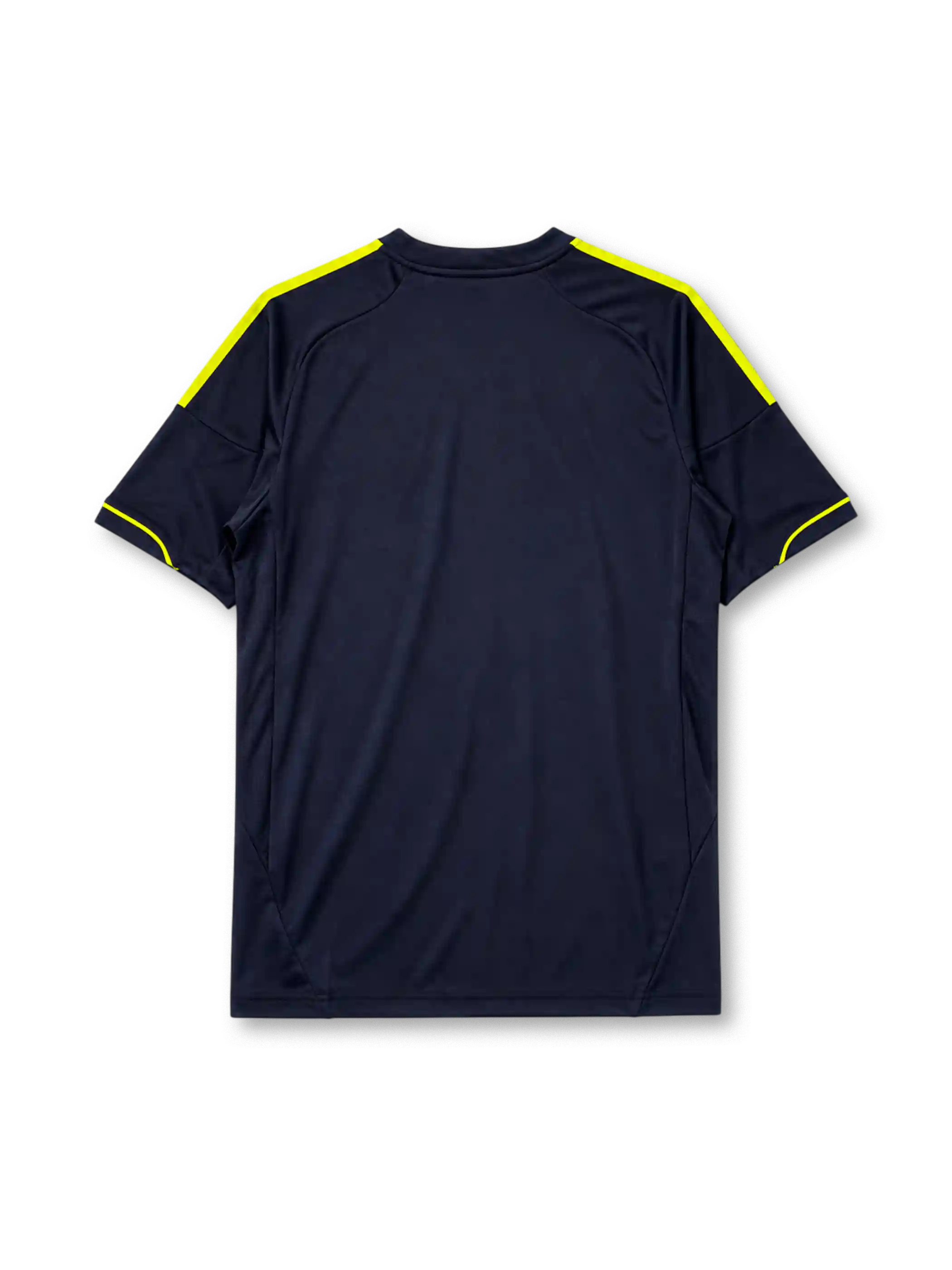 Real Madrid 2012/13 away jersey in navy with neon yellow adidas stripes and bwin sponsor branding