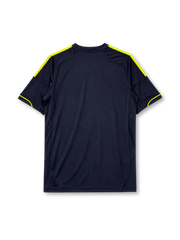Real Madrid 2012/13 away jersey in navy with neon yellow adidas stripes and bwin sponsor branding
