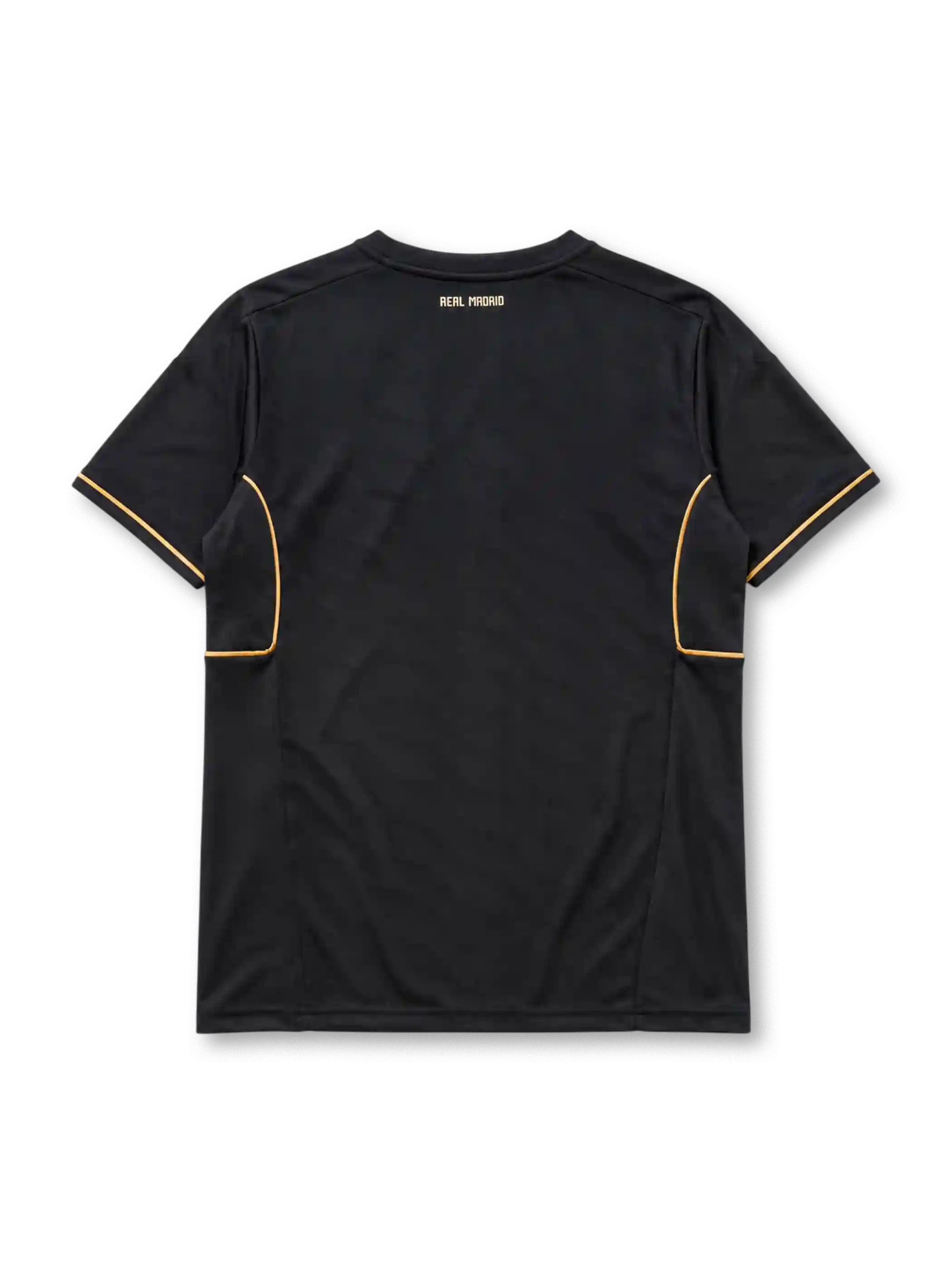 Real Madrid 2011/12 away jersey in black with gold adidas stripes and bwin sponsor branding