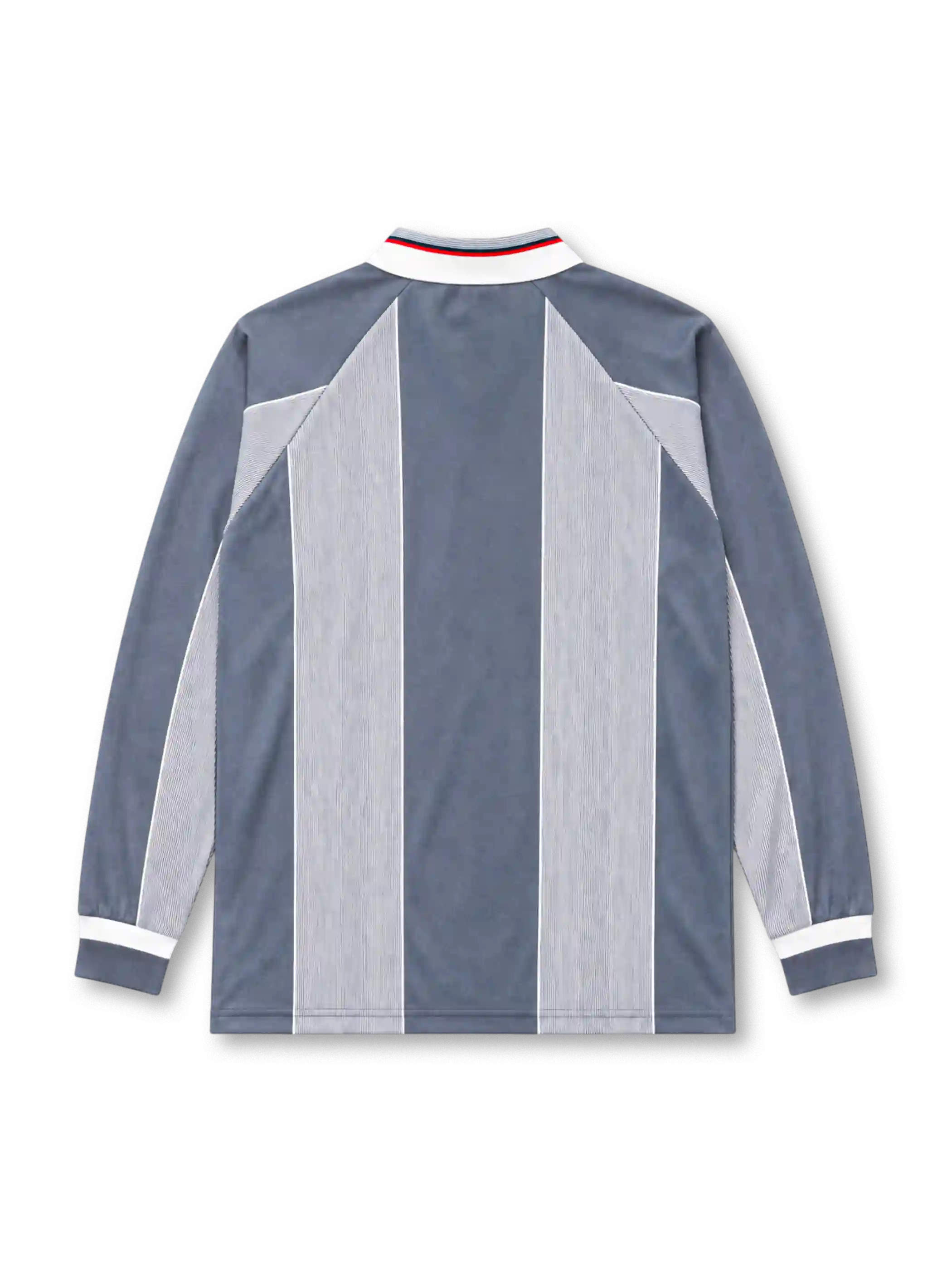 England 1996 away long sleeve jersey with grey vertical panels and Three Lions crest