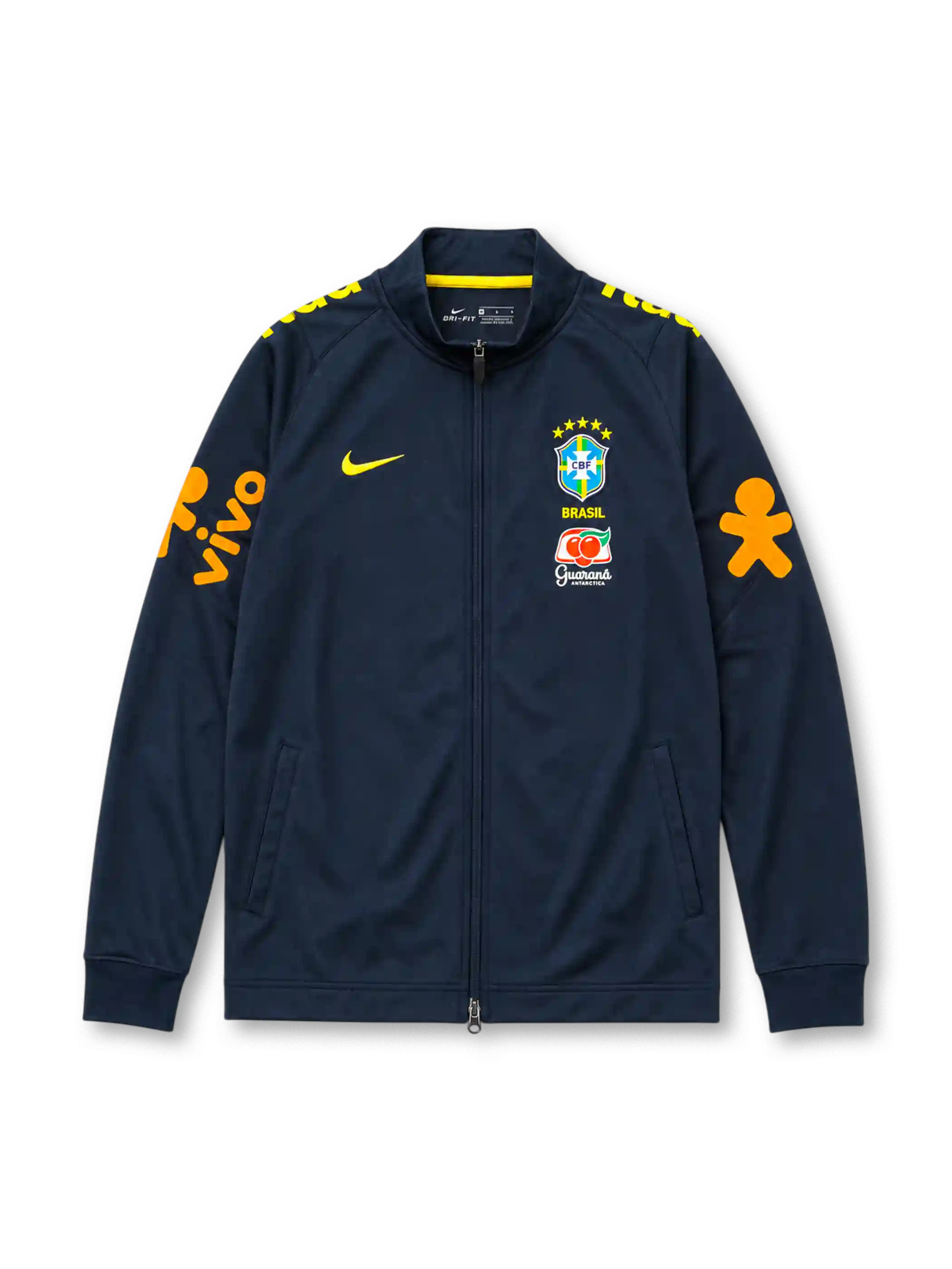 Brazil 2022/23 track jacket in navy with Vivo sleeve branding and CBF crest