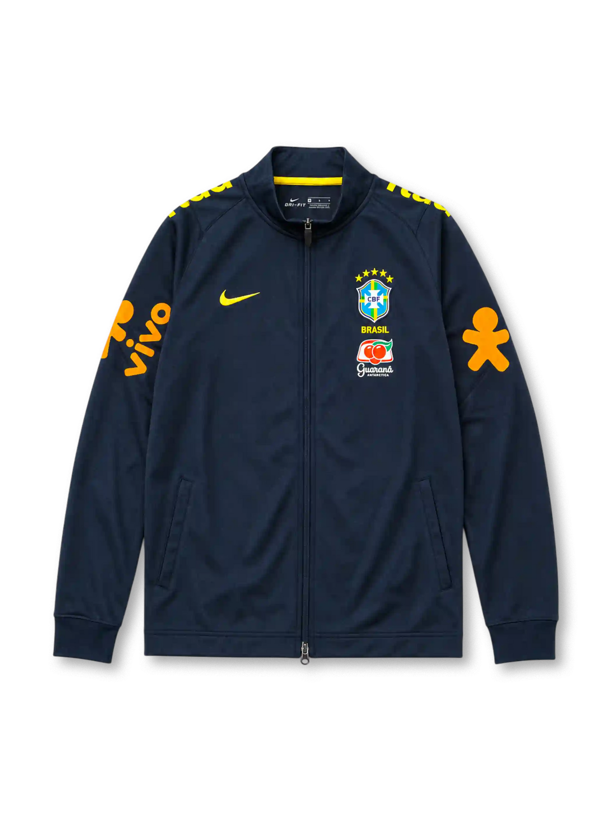 Brazil 2022/23 track jacket in navy with Vivo sleeve branding and CBF crest