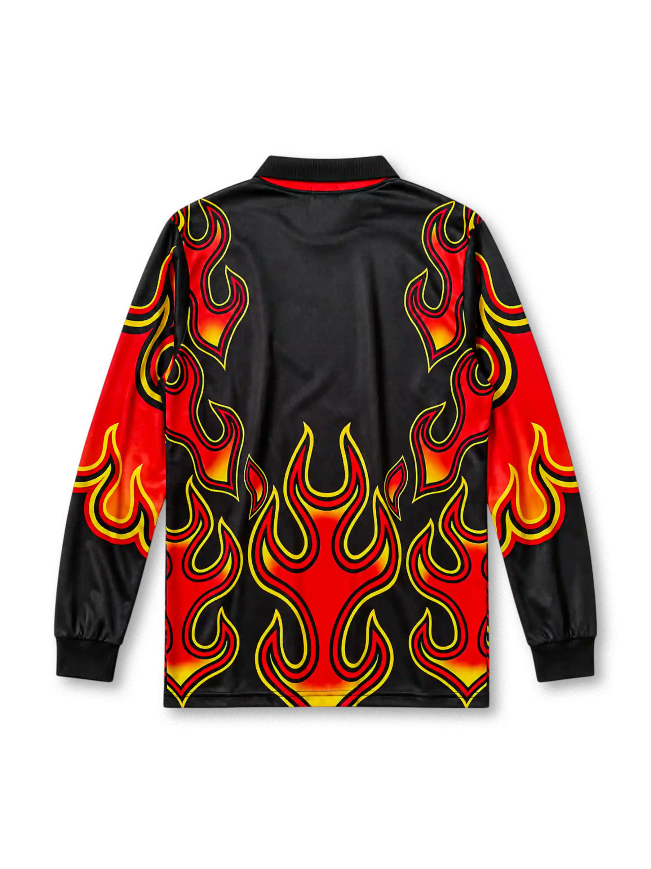 Japan 1998 World Cup goalkeeper jersey with bold red and yellow flame print on black