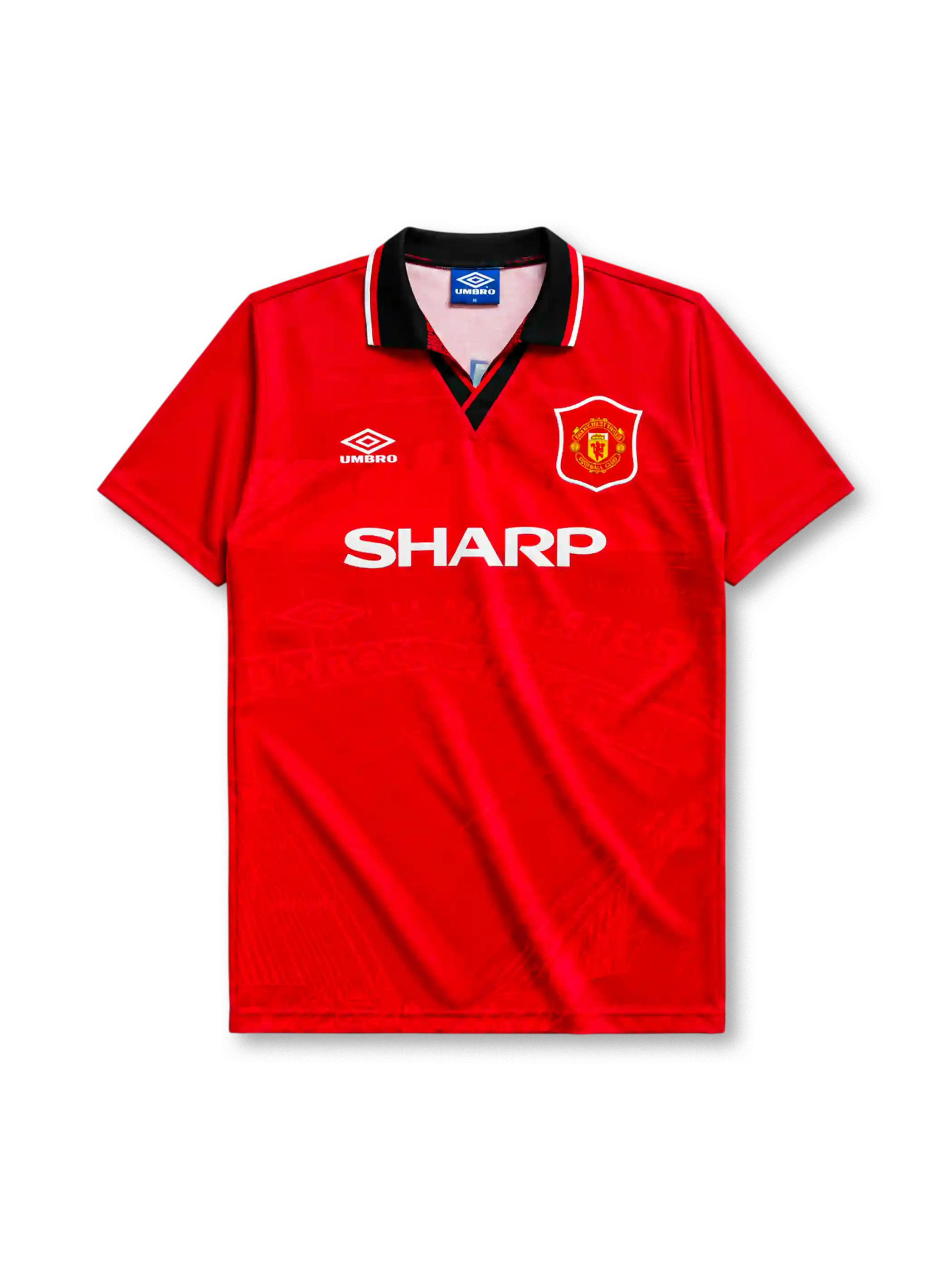 Manchester United 1994/96 home jersey in red with Sharp sponsor branding