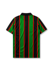 Aston Villa 1993/95 away jersey in green and black stripes with Müller sponsor branding