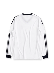 Real Madrid 2012/13 home long sleeve jersey in white with navy adidas stripes and bwin sponsor branding