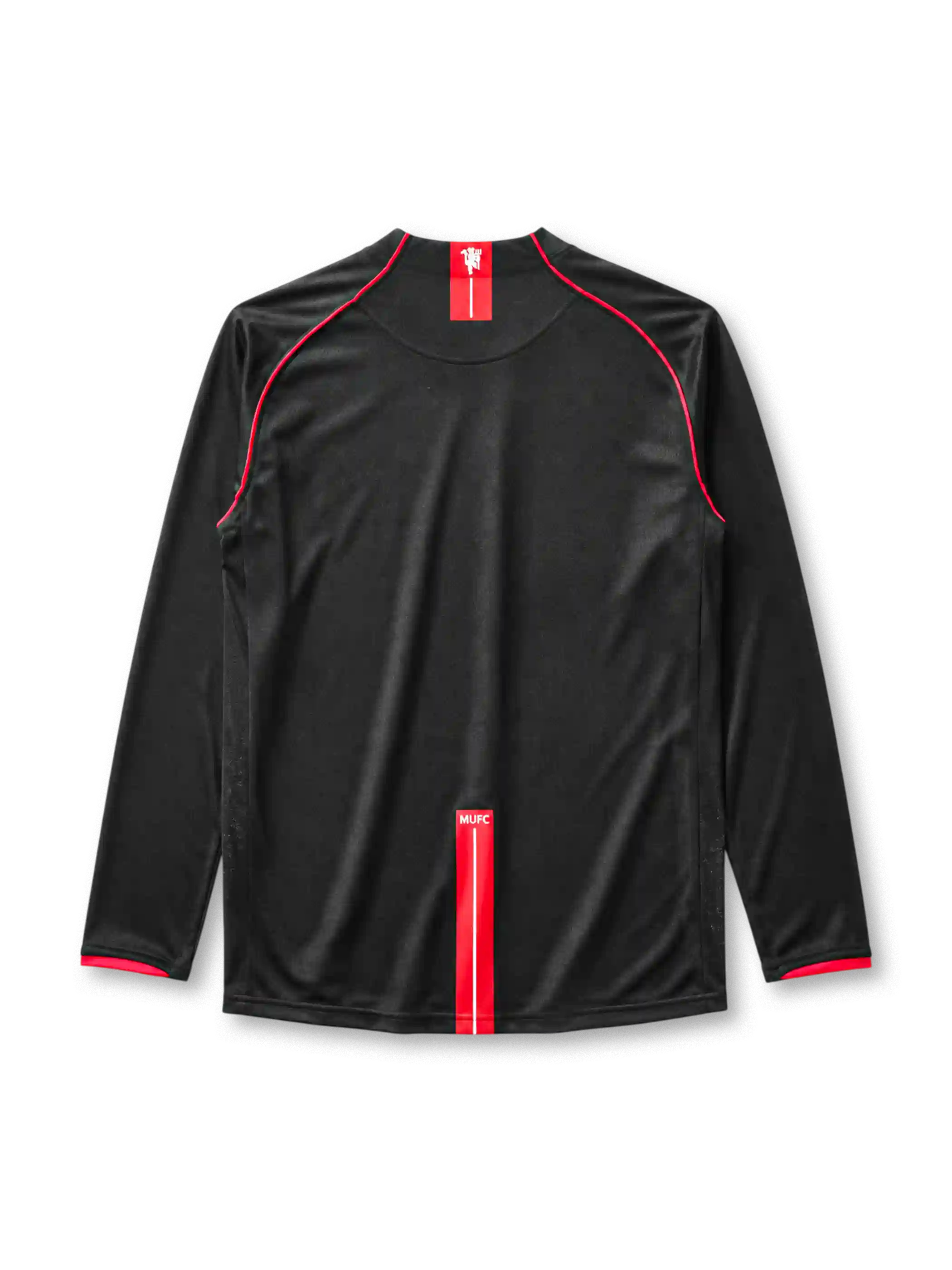 Manchester United 2007/08 away long sleeve jersey in black with red piping and AIG sponsor branding