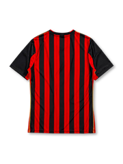 AC Milan 2013/14 home jersey in red and black stripes with gold adidas shoulder detailing and Fly Emirates branding
