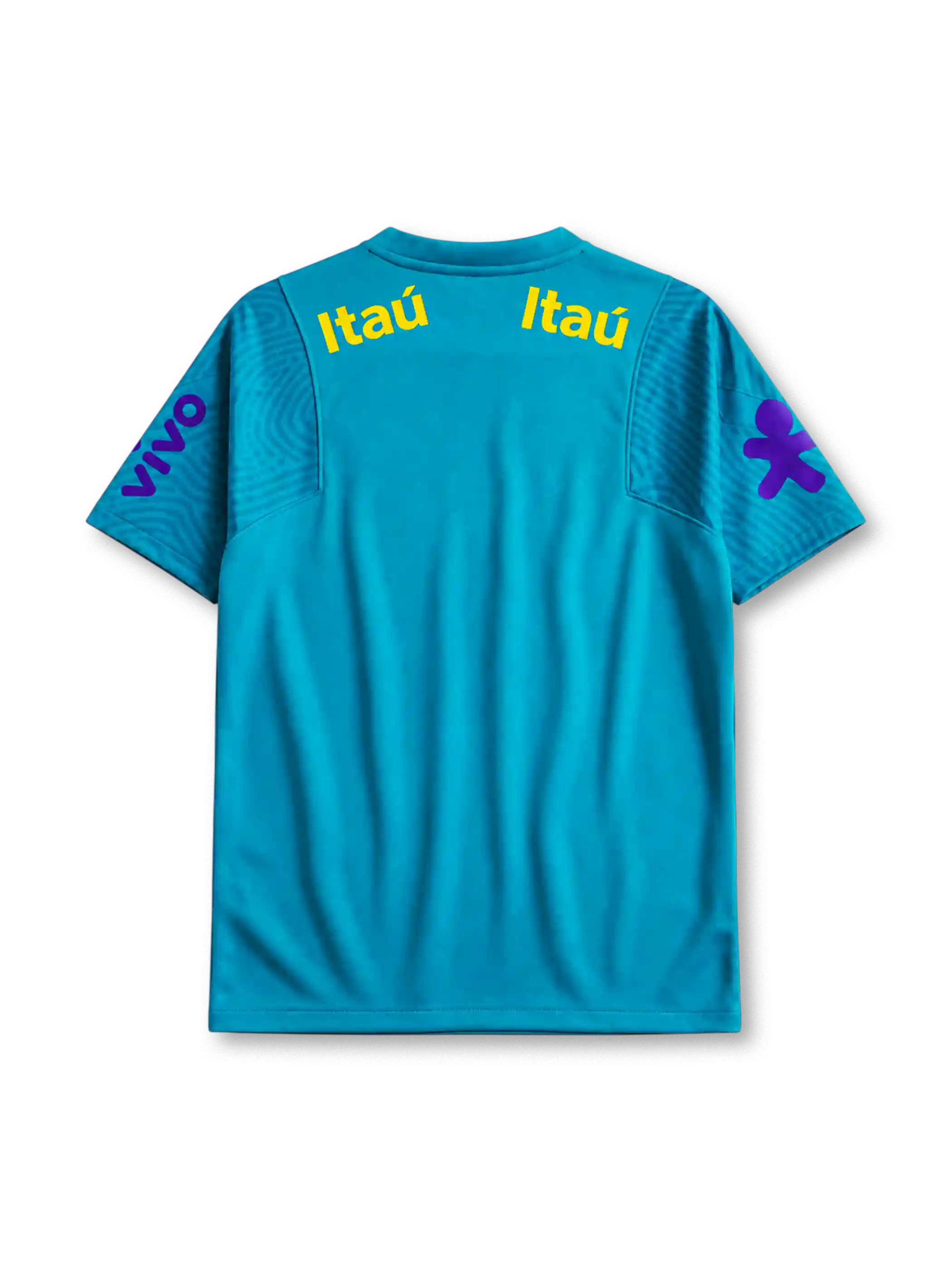 Brazil 2021 training jersey in teal with Itaú and Vivo sponsor branding and CBF crest
