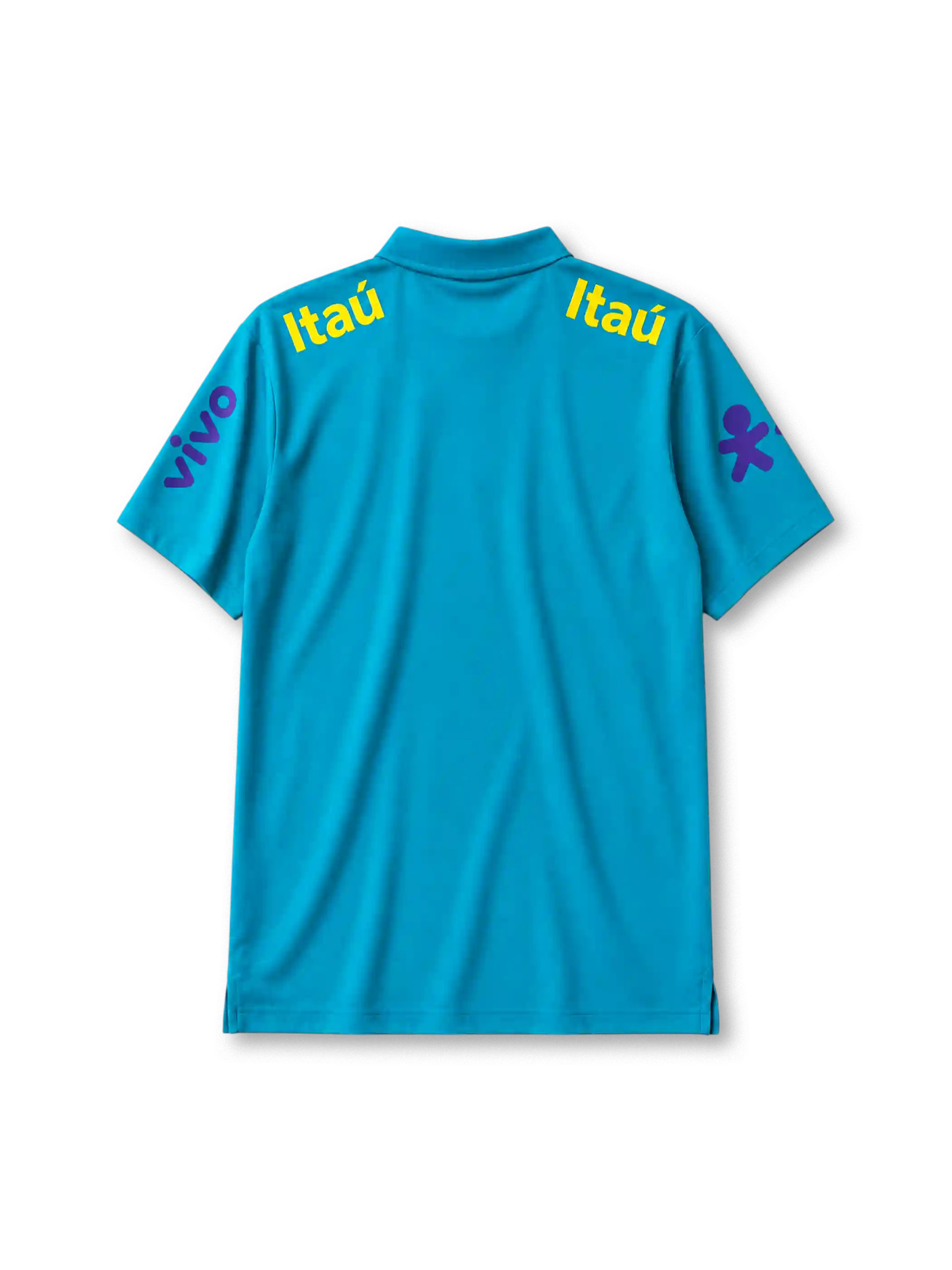 Brazil 2021 polo shirt in teal with Itaú and Vivo sponsor branding and CBF crest
