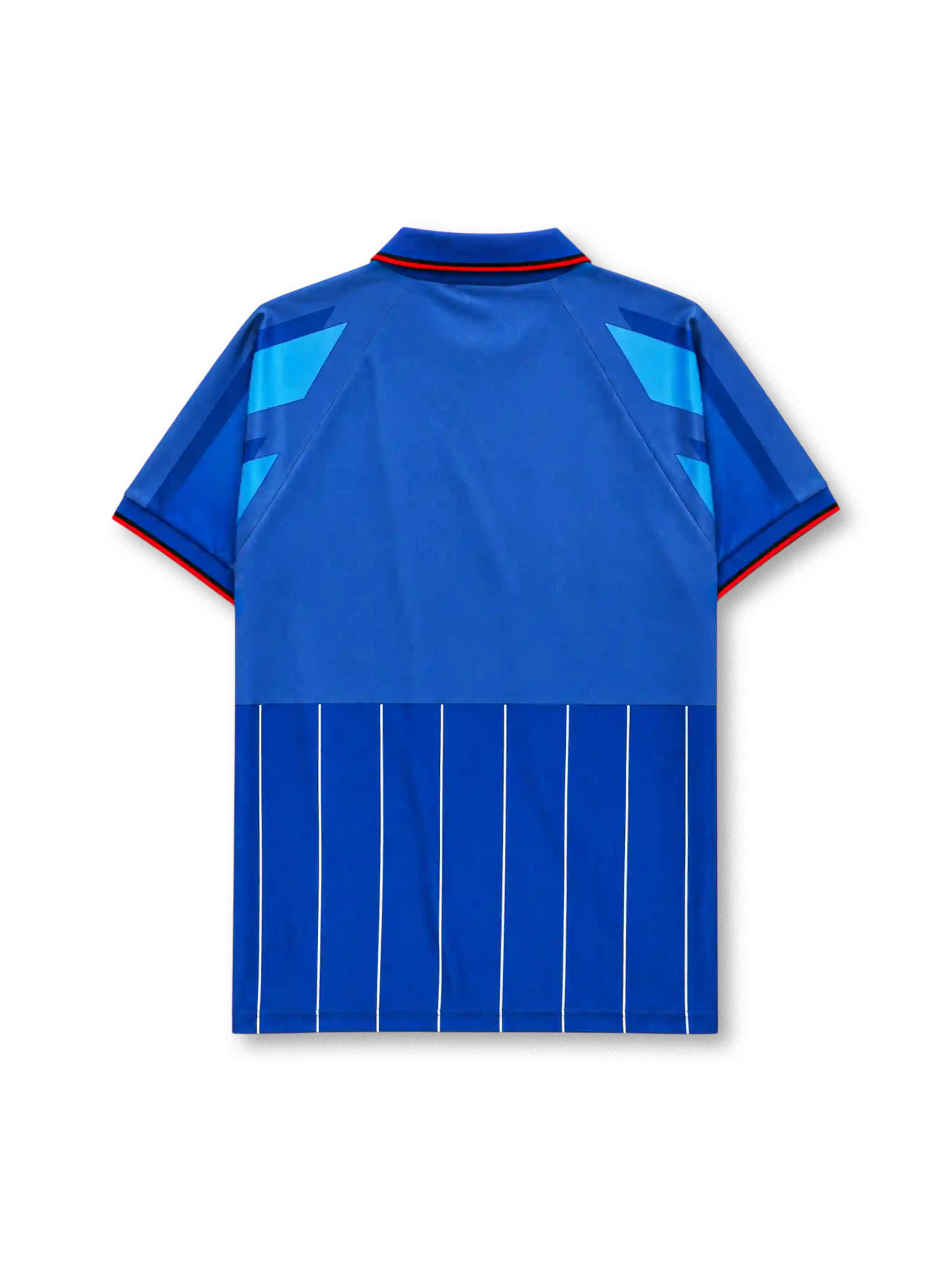 AC Milan 1995/96 third jersey in blue with geometric diamond pattern and Opel sponsor branding