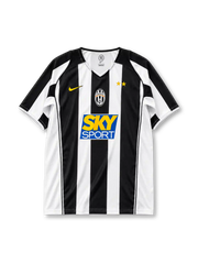 Juventus 2004/05 home jersey in black and white stripes with Sky Sport sponsor branding