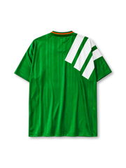 Republic of Ireland 1992-94 home jersey in green with bold white diagonal stripes and Opel branding