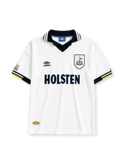 Tottenham Hotspur 1994/95 home jersey in white with navy collar detailing and Holsten sponsor branding