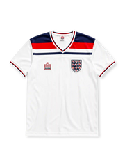England 1982 World Cup home jersey in white with navy and red chest band and Three Lions crest
