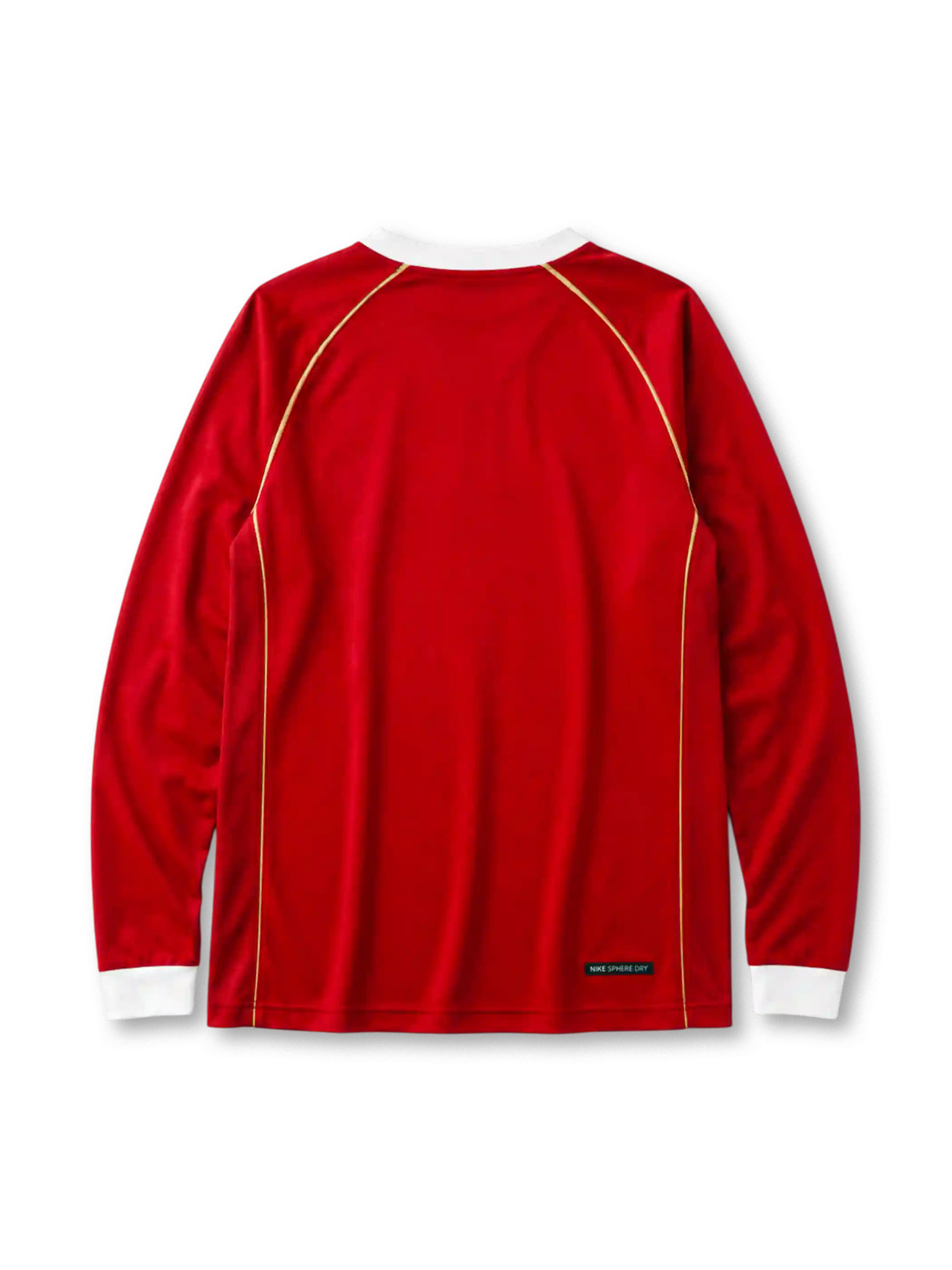 Manchester United 2006/07 home long sleeve jersey in red with gold piping and AIG sponsor branding