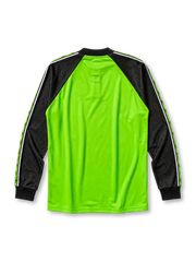 Manchester United 1998/99 goalkeeper jersey in neon green with black mesh panels and Sharp sponsor branding