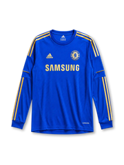 Chelsea 2012/13 home long sleeve jersey in blue with gold adidas stripes and Samsung sponsor branding