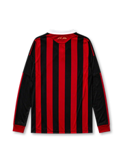 AC Milan 2009/10 home long sleeve jersey in red and black stripes with Forza Milan collar tag and bwin branding