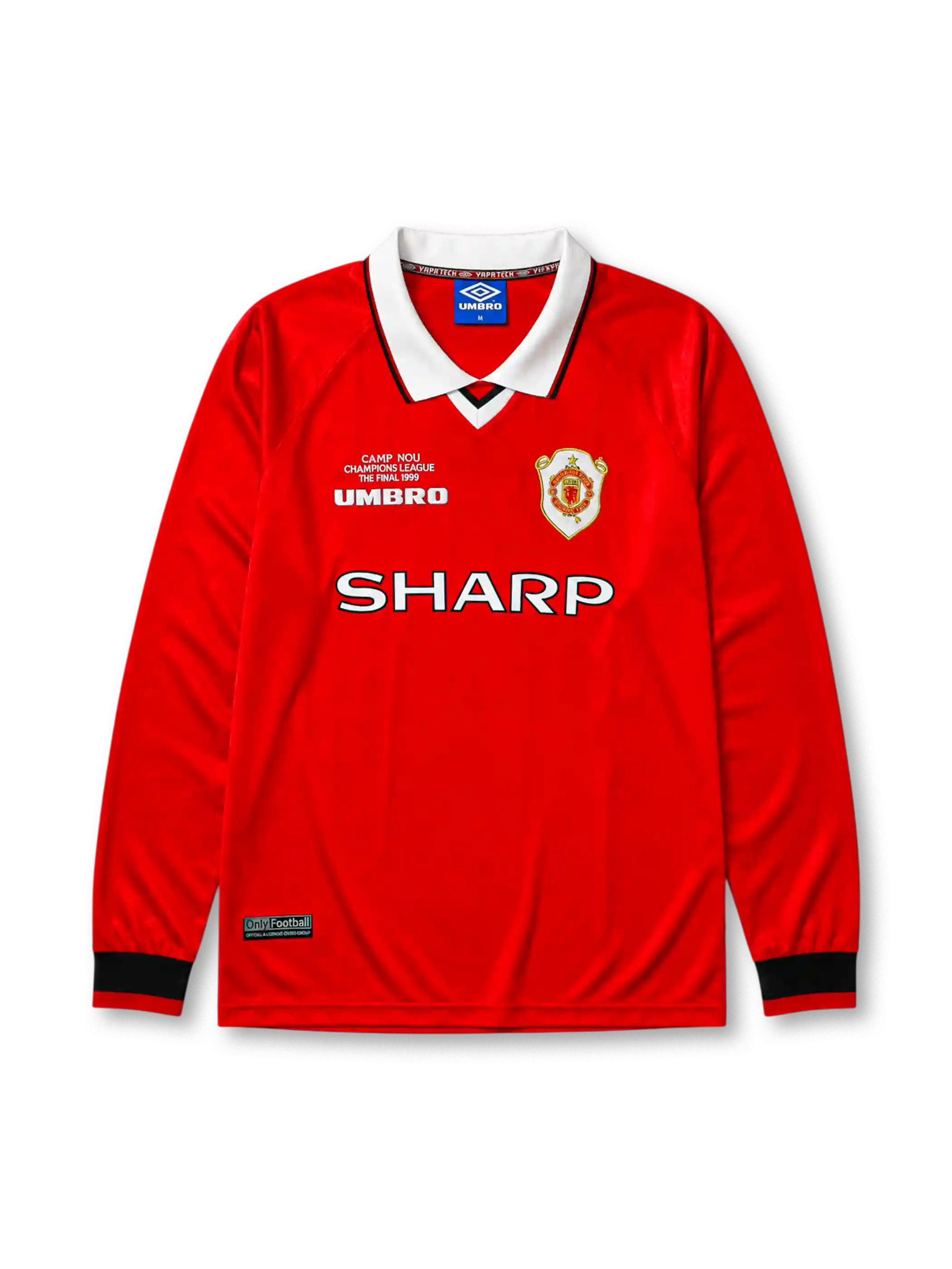 Manchester United 1999/2000 home long sleeve jersey with Camp Nou 1999 commemorative print