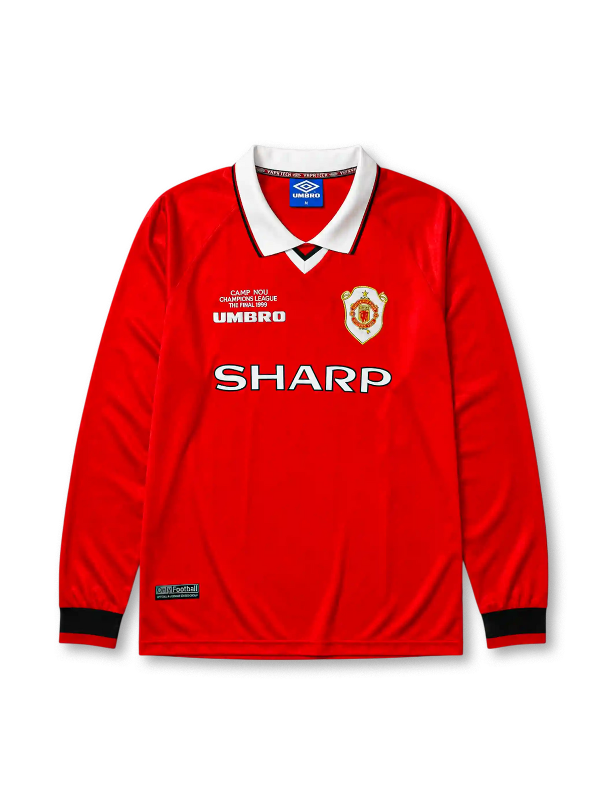 Manchester United 1999/2000 home long sleeve jersey with Camp Nou 1999 commemorative print