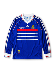 France 1998 World Cup Final home long sleeve jersey with Brésil France 12-07-98 commemorative print