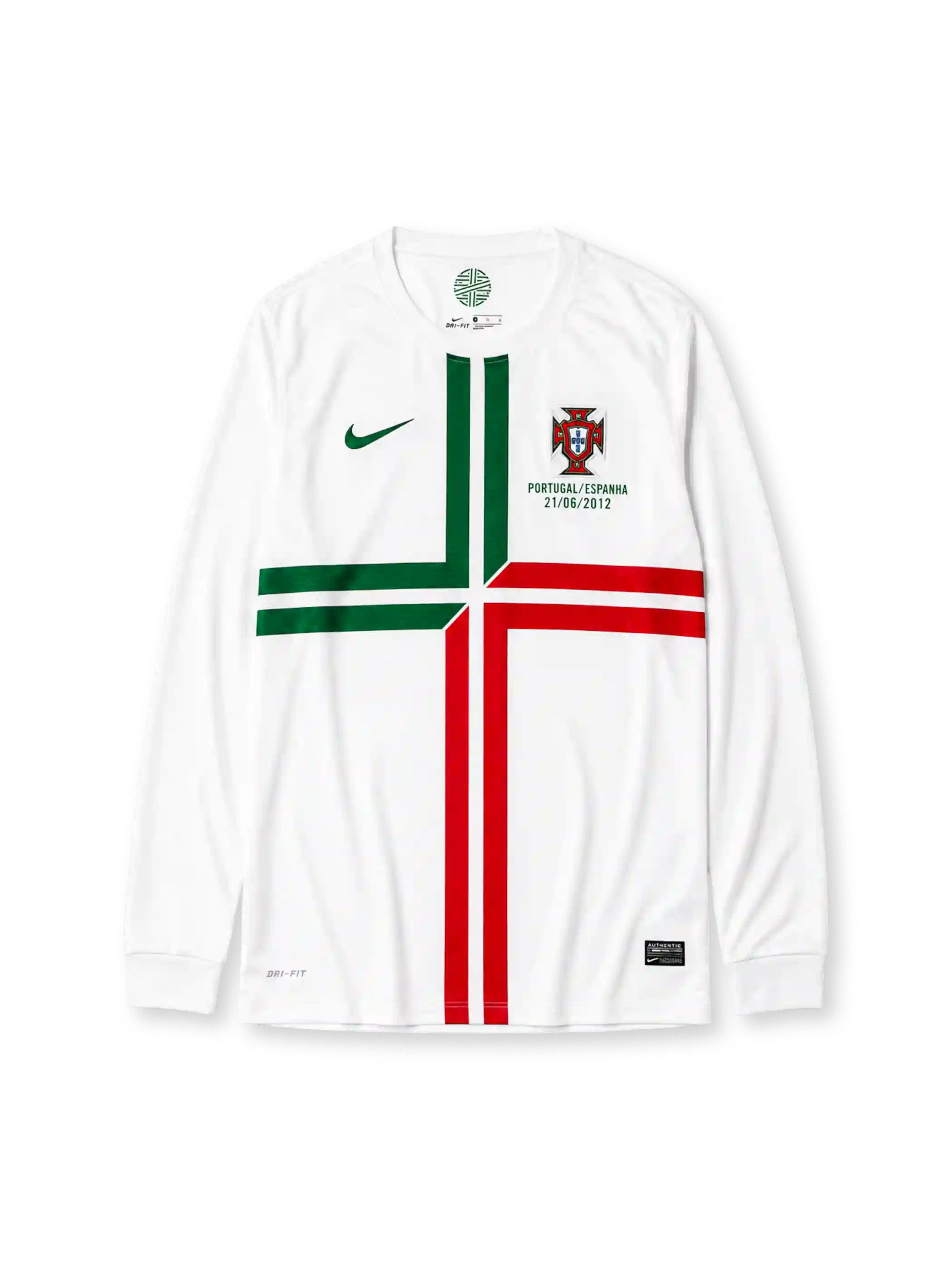 Portugal Euro 2012 semi-final away long sleeve jersey with bold cross graphic and match commemorative print