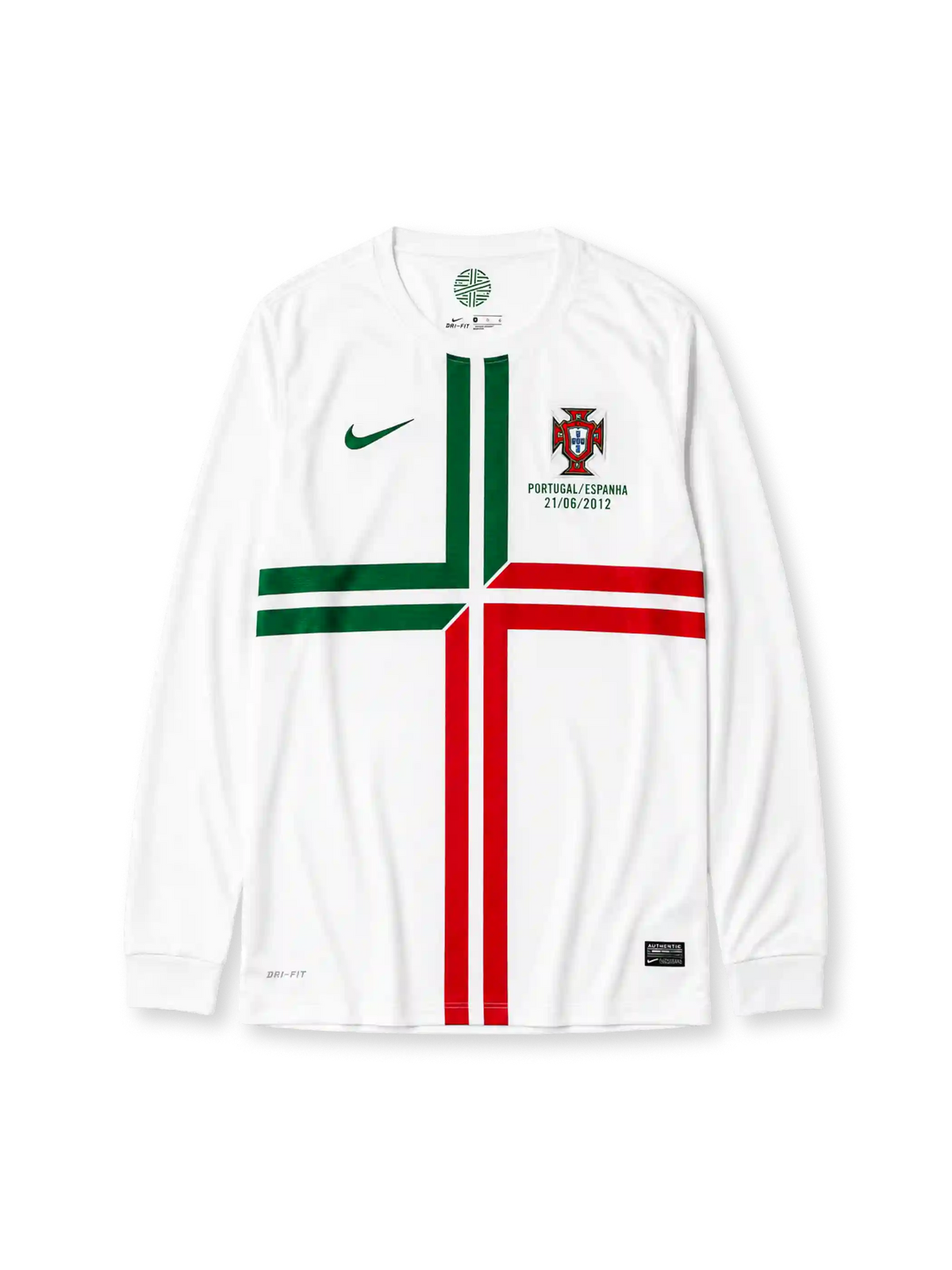Portugal Euro 2012 semi-final away long sleeve jersey with bold cross graphic and match commemorative print