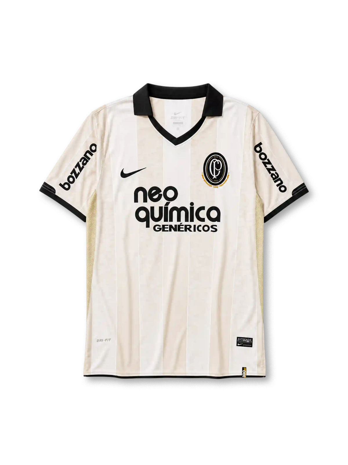 Corinthians 2010 centenary edition jersey in ivory with commemorative 100-year crest and Neo Química branding