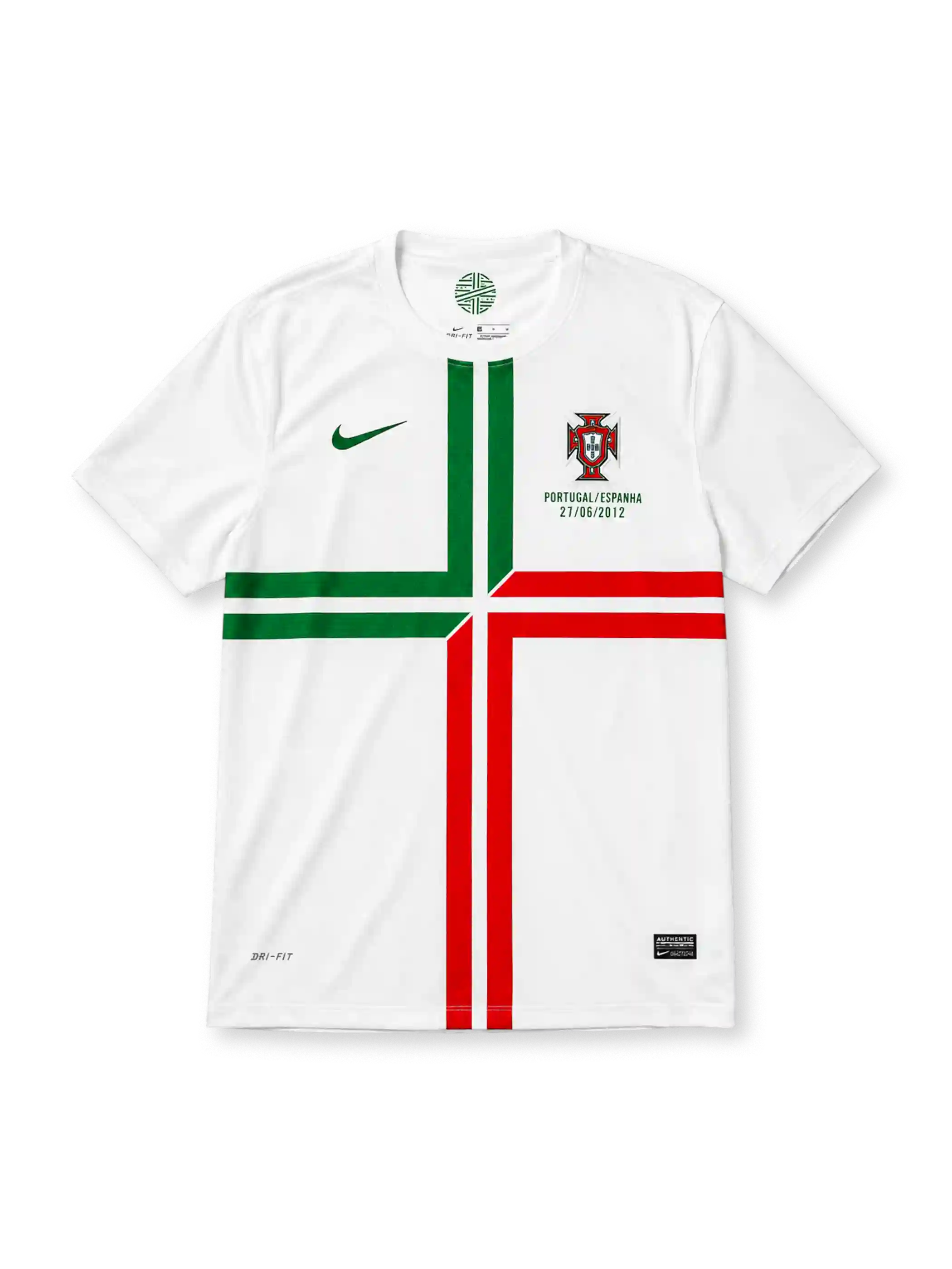 Portugal Euro 2012 semi-final away jersey with bold cross graphic and match commemorative print