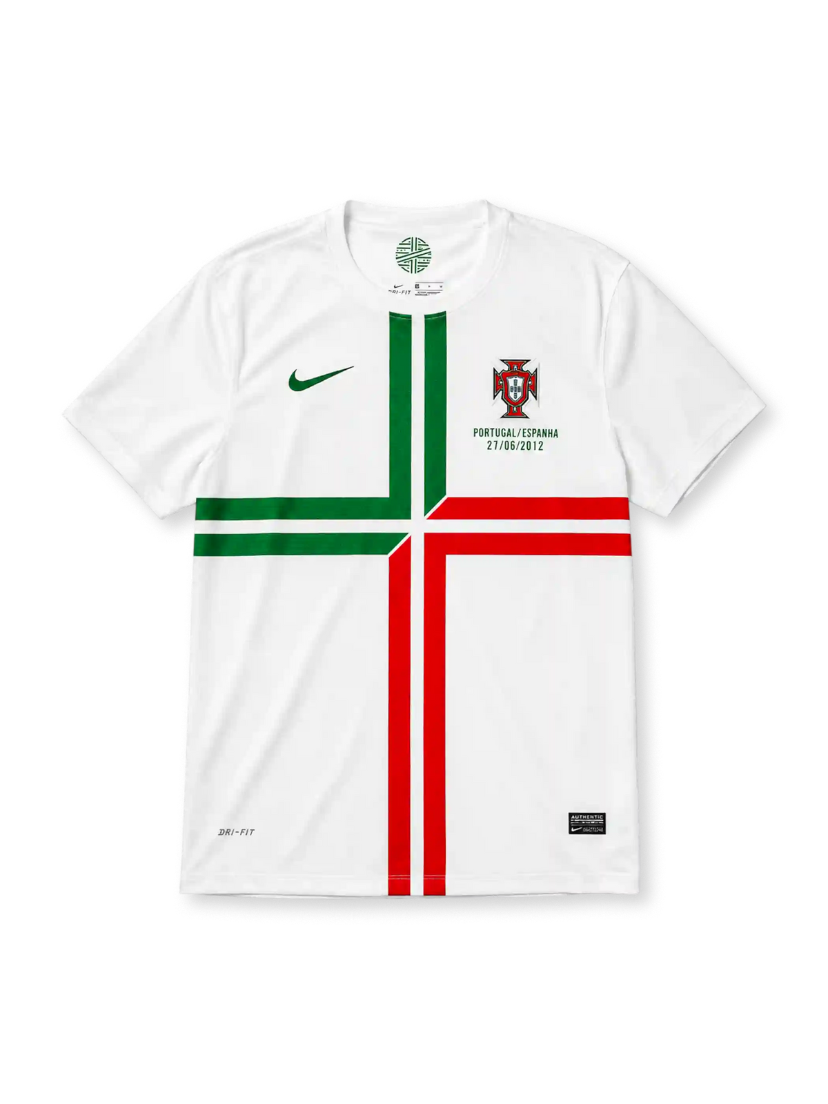 Portugal Euro 2012 semi-final away jersey with bold cross graphic and match commemorative print