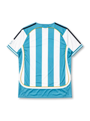 Argentina 2006 World Cup home jersey in sky blue and white stripes with gold piping and AFA crest