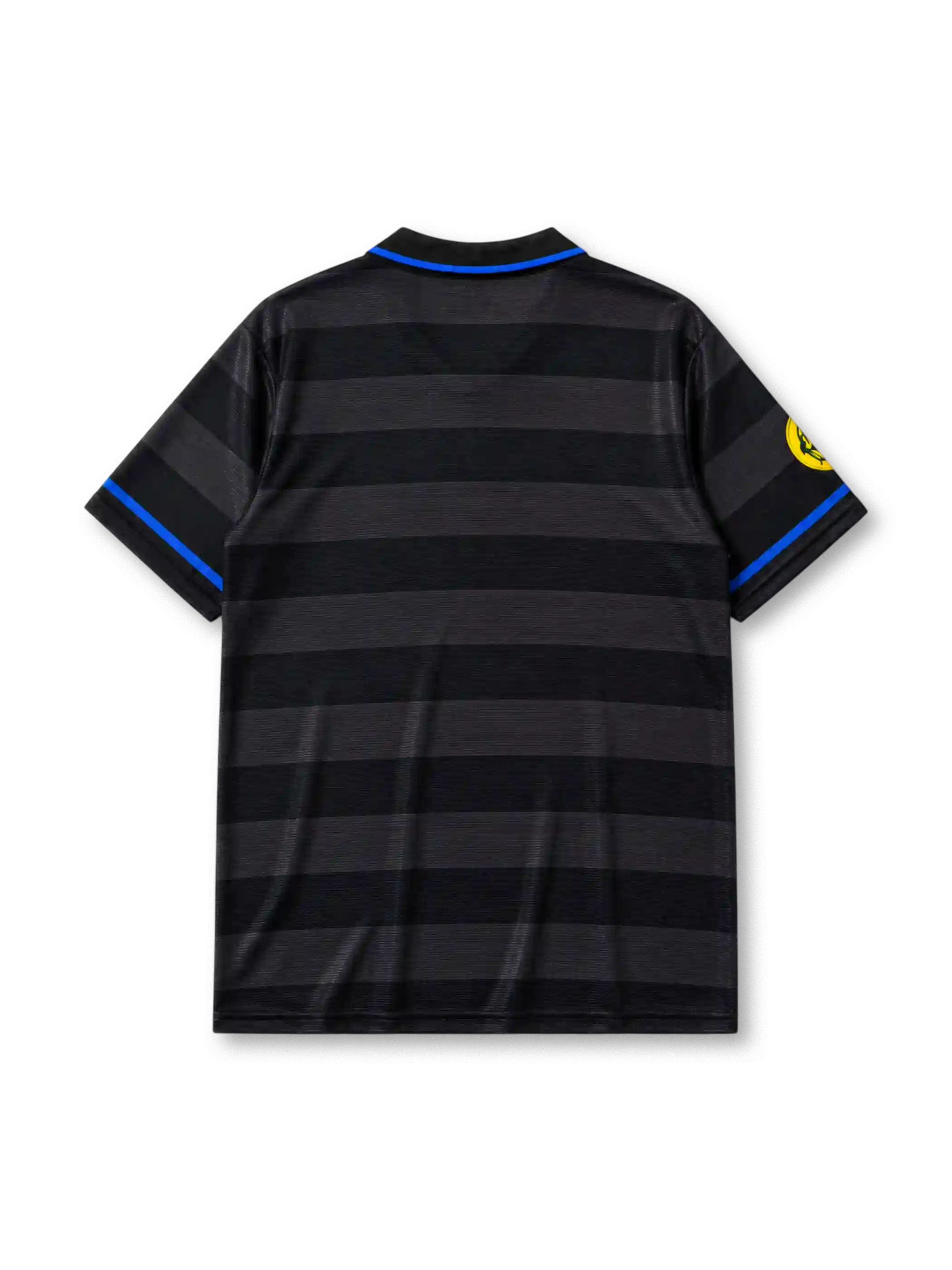 Inter Milan 1997/98 third jersey in all-black tonal hooped design with Pirelli sponsor branding