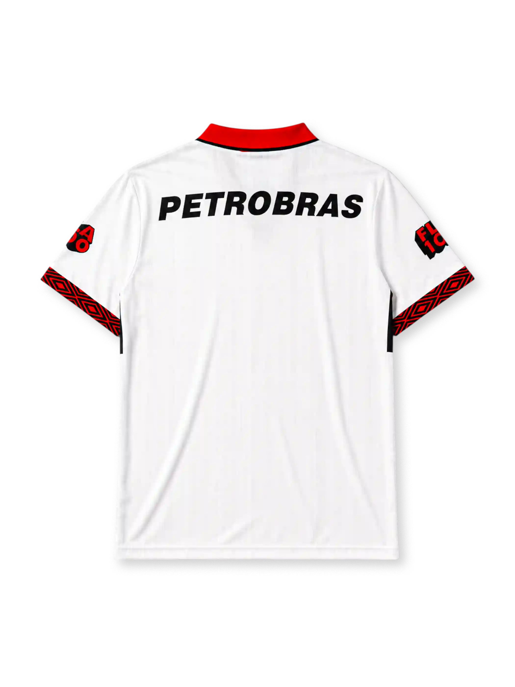 Flamengo 1995 away jersey in white with red and black chest band and Lubrax sponsor branding