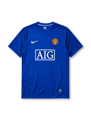 Manchester United 2008/09 third jersey in royal blue with rounded crest and AIG sponsor branding