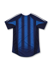 Newcastle United 2004/05 navy away jersey with blue vertical stripes, white adidas shoulder stripes, club crest and Northern Rock sponsor.