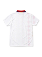 Spain 1994 away jersey in white with red and yellow geometric side graphic and red collar