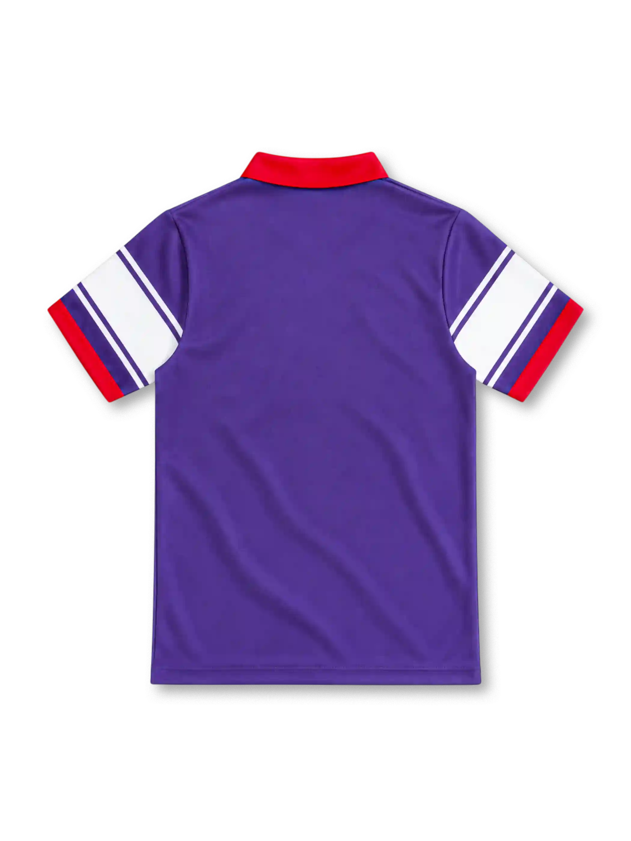 Fiorentina 1983–85 purple home jersey with red polo collar, white chest and sleeve bands, Opel sponsor, Ennerre logo and red fleur-de-lis emblem.