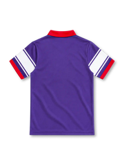 Fiorentina 1983–85 purple home jersey with red polo collar, white chest and sleeve bands, Opel sponsor, Ennerre logo and red fleur-de-lis emblem.