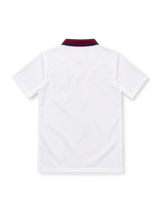 Aston Villa 1994/95 white third jersey featuring a claret polo collar with blue edging, single-button placket, black ASICS logo, Aston Villa crest and red Müller sponsor panel.