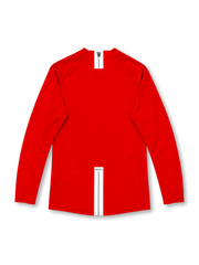 Manchester United 2007/08 red Nike home long sleeve jersey featuring a crew-neck collar, white Nike Swoosh, full-color Manchester United crest, white AIG sponsor, NikeFIT branding and Red Devils commemorative hem patch.